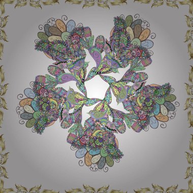 Kızılderili desenli desenli desenli şal deseni. Etnik Mandala süsü. Tekstil, tebrik kartı, boyama kitabı, telefon kılıfı baskısı için kullanılabilir. Vektör Henna dövme biçimi.