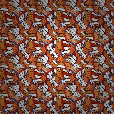 Kek, badem kurabiyesi, kurabiye. Vektör çizimi. Siyah, turuncu ve beyazın tatlı doğum günü geçmişi. Kusursuz arka plan kekleri. Suluboya çizimi. Kusursuz desen.