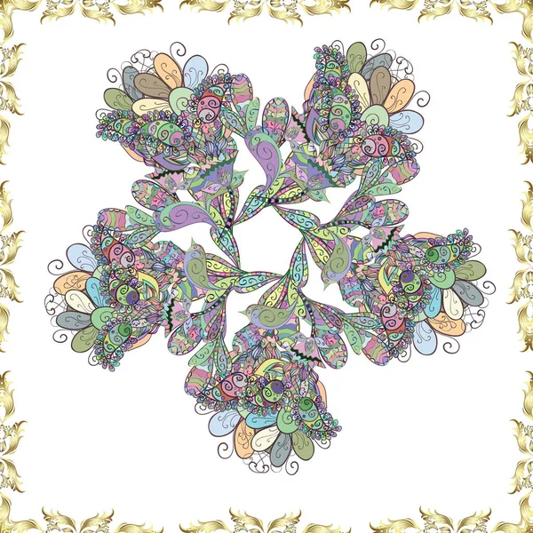 Цветок Векторная Иллюстрация Бесшовный Декоративный Фон Цветочная Мандала Голубом Нейтральном — стоковый вектор