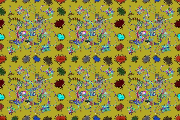 Arkaplan Dokusu Duvar Kağıdı Çiçek Teması Yeşil Mavi Sarı Renkler — Stok fotoğraf