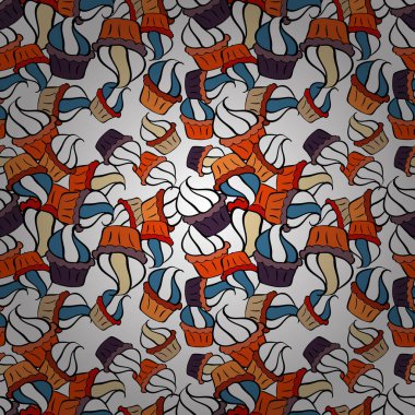 Yemek afişi tasarımı için. Vektör. Siyah, turuncu ve beyaz için güzel bir doğum günü deseni. Kek tatlı, pürüzsüz desen..