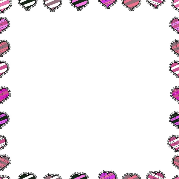 画框涂鸦 向量元模板 用白色 黑色和粉色来说明 无缝图案 — 图库矢量图片