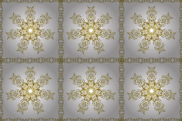 Символ Зими Растрова Ілюстрація Сніжинки Ізольовані Акварельні Сніжинки Золотих Кольорах — стокове фото