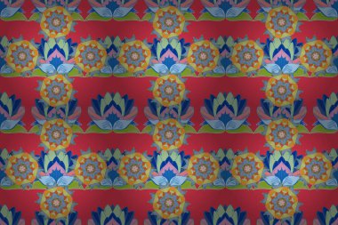 Çiçekli karalama şeklinde Raster çiçek deseni. Nazikçe, güzel çiçek arkaplanı. Mavi, nötr ve pembe renkte çiçekler.