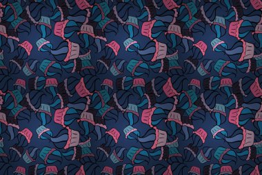 Mavili, pembeli ve siyahlı mutlu yıllar. Raster illüstrasyonu. Kusursuz. Kek raster desenli. Çörek. Kek şablonu arka planı.