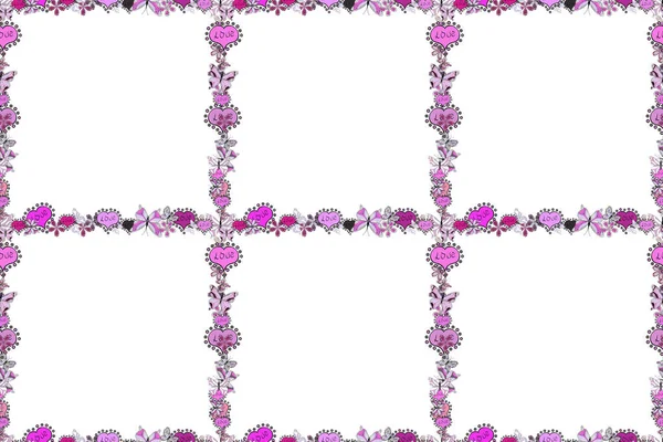 Frame Doodle Seamless Pattern Raster Element Template Illustration Pink Neutral — Stock Photo, Image
