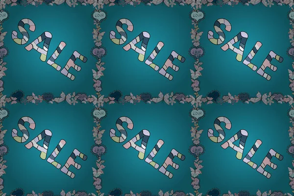 Продаж Ілюстрація Нейтральних Сірих Синіх Кольорах Прикрашена Растрова Різнокольорова Рамка — стокове фото
