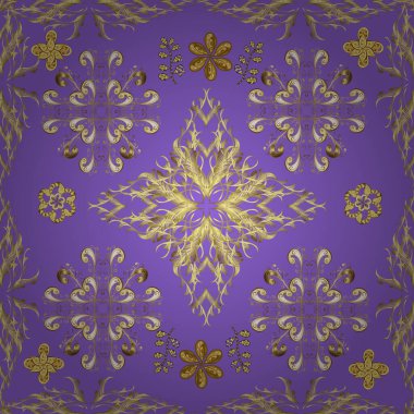 Soyut arkaplan. Oriental vektör klasik sarı, nötr ve mor ve altın desenli.