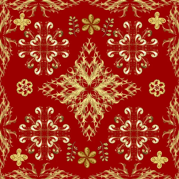 Traditioneel Oriënterend Ornament Klassieke Vintage Achtergrond Klassiek Vector Geel Rood — Stockvector