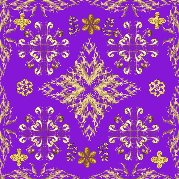 Золотой Элемент Фиолетовом Желтом Нейтральном Цветах Золотой Эскиз Фоне Текстуры — стоковый вектор