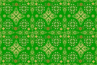 Paisleys zarif çiçek desenli arka plan duvar kâğıdı çizimi. Güzel, modaya uygun, modern, üç boyutlu sanat eseri, altın ve yeşil, sarı ve nötr desenli çiçek yaprakları ve süslemeleri..