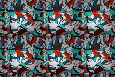 Dekoratif duvar kağıdı, basım için iyi. Şekerleme koleksiyonu olan renkli bir arka plan raster. Kusursuz kekler el çizimi, kusursuz desen. Romantik süs, arkaplan tasarımı.