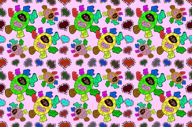 Kusursuz bir iz. Güzel kumaş deseni. Karalamalar yeşil, tarafsız ve siyah renklerde. Tasarım. Raster. Düz elementler.