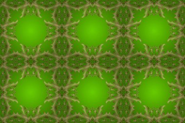 Damask arkaplanı tekerrür ediyor. Barok tarzında altın çiçek süsü. Altın element yeşil, nötr ve sarı renklerde. Antika altın tekrarlanabilir duvar kağıdı.