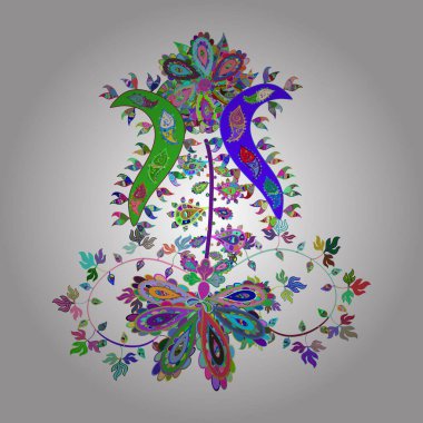 Vektör çizimi. Yumuşak, yaz çiçekleri beyaz, mavi ve yeşil renklerde. Küçük çiçekteki sevimli çiçek deseni. Vektör deseni.