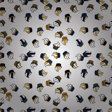 Kusursuz kek, peri pastası. Vektör. Siyah, beyaz ve mavi üzerine şirin bir doğum günü deseni. Yemek afişi tasarımı için.