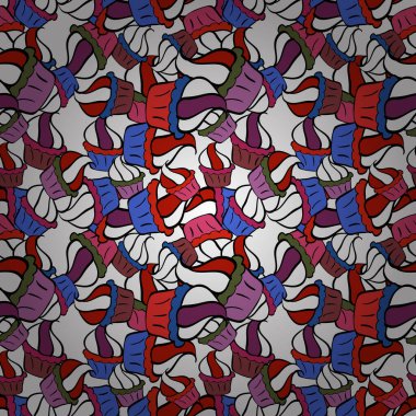 Keklerle suluboya kusursuz desen. Paket kağıdı. Vektör. Beyaz, kırmızı ve siyah üzerine parlak doğum günü deseni.