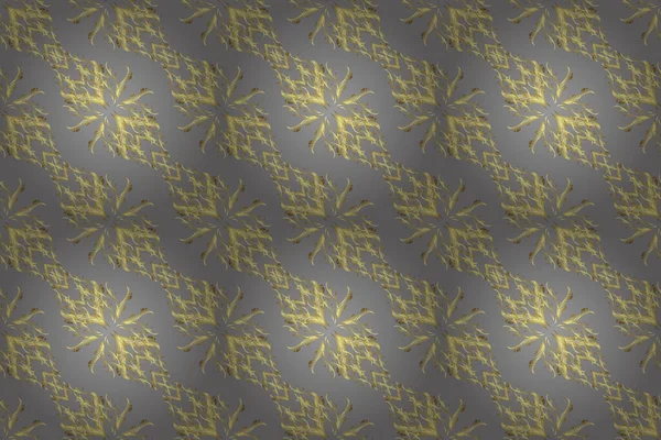 Pattern Yellow Gray Neutral Colors Golden Elements Oriental Style Arabesques — Stock Photo, Image