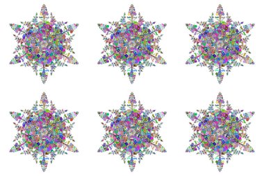 Mavi, beyaz ve yeşil renkte etnik çiçeklerle süslenmiş zarif bir eskiz deseni. Raster Çiçek İllüstrasyon Şirin Tekstil.