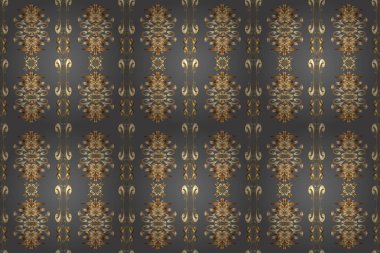 Oriental raster klasik gri, bej, kahverengi ve altın desenli. Raster illüstrasyonu. Kusursuz soyut arkaplan.