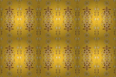 Kusursuz altın desenli bukleler. Raster illüstrasyonu. Doğu tarzı arabesk. Altın elementli bej, kahverengi ve sarı renkler. Raster altın desen.