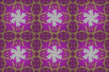 Yeşillik, güzel, dikişsiz desen. Duvar kağıtları için zengin bir tasarım. Raster menekşe, doğal ve sarı yapraklı arka plan. El yapımı yapraklar, çiçekler, girdaplar, karmaşık güzellikte süsler..