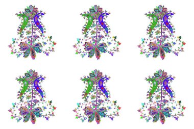 Düz Çiçek Elementleri Tasarımı. Çiçek deseni. Raster illüstrasyonu. Chichi 'nin kumaş kalıbını çiz. Renkli Bahar Teması çizim şablonu.