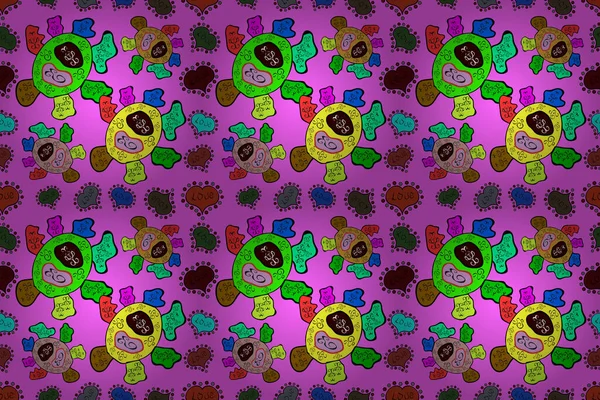 Зображення Чорному Фіолетовому Зеленому Кольорах Растрова Ілюстрація Безшовний Візерунок Елегантний — стокове фото