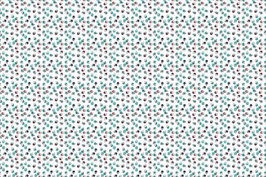 Elle çizilmiş kusursuz desenli beyaz, siyah ve mavi üzerine lezzetli kekler. Güzel yemek tasarımı elementleri, parmak izi ve desenler için mükemmel. Raster illüstrasyonu.