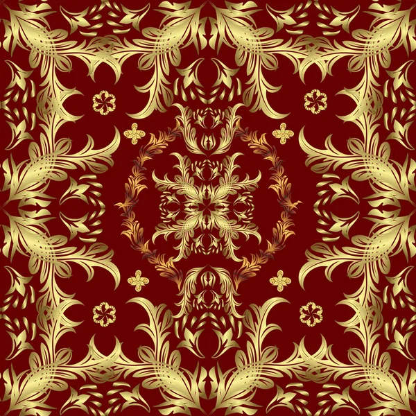 Patrón Clásico Vectores Dorados Tradicionales Colores Rojo Amarillo Neutro Con — Archivo Imágenes Vectoriales