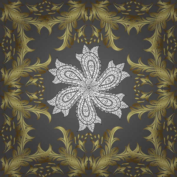 Seamless Oriental Ornament Style Baroque Traditional Classic Golden Vector Pattern — Archivo Imágenes Vectoriales