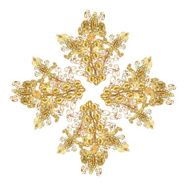 Restoran menüsü, el ilanı, tebrik kartı, broşür, kitap kapağı ve diğer dekorasyonlar için vektör islami şablonu. Sarı renklerde mandala ile süslenmiş kart..