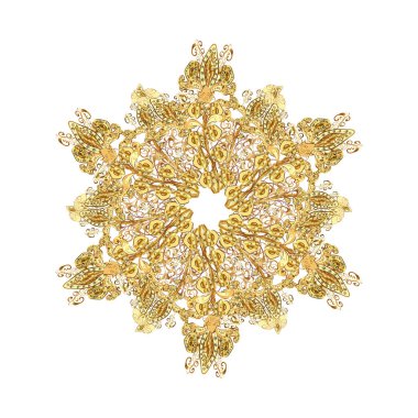 Yuvarlak çiçek süsü. Doğulu boho şıklığında alışılmadık bir karşılama. Dekoratif vintage baskı. Renkli mandala tasarım unsurlu vektör daveti. Kare davet şablonu. Lüks çiçek desenleri.