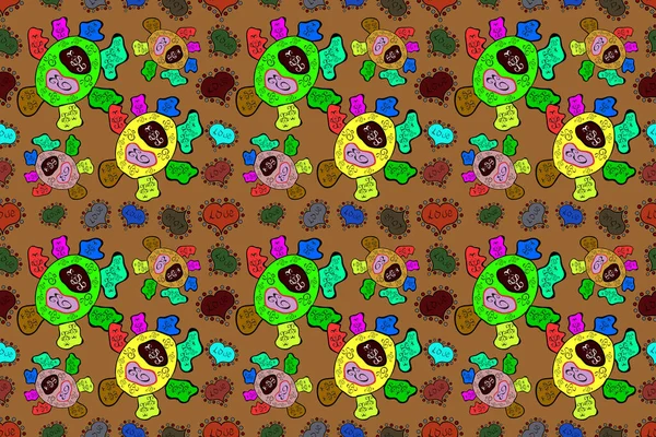 Green Black Brown Colors Doodles Cute Pattern Can Used Wallpaper — Stock Photo, Image