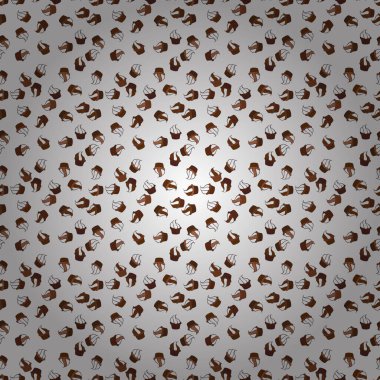 Vector. Can use for birthday card, the children menu, packaging, textiles, fabrics, sketch. Seamless pattern with sweets - ice cream, cupcakes isolated on cute brown, white and gray background.