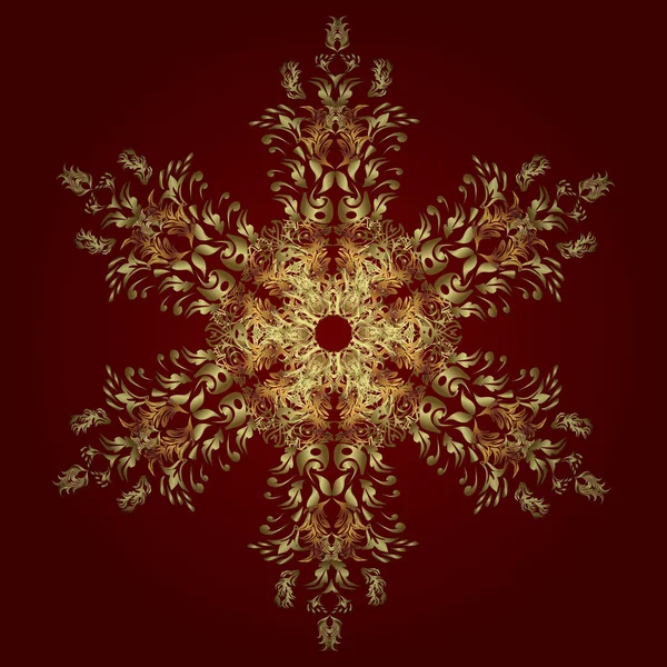 Holiday Design Christmas New Year Fashion Prints Golden Snowflakes Vector — Stok Vektör