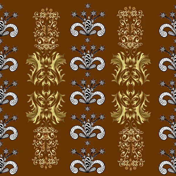 Backdrop Fabric Gold Sketch Vector Golden Seamless Pattern Golden Pattern — Stock Vector