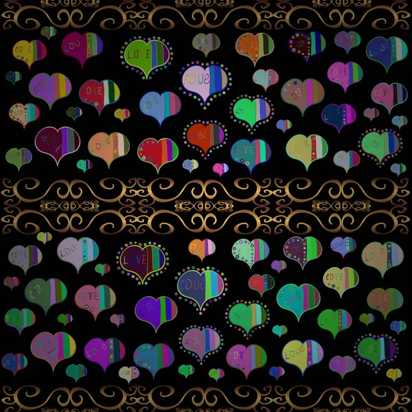 Azul Verde Negro Manchas Texturizadas Corazón Formas Objetos Vectoriales Aislados — Vector de stock