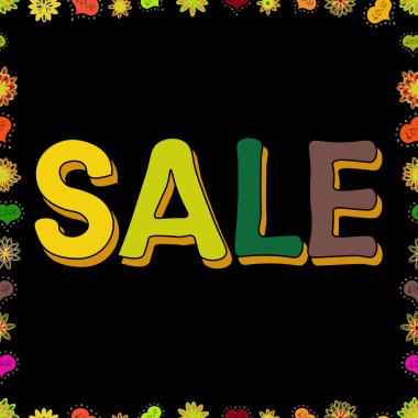 Mektup. Kusursuz desen. Tabela çizilmiş. Satış afişi şablonu. Kahverengi, siyah ve sarı renkli harflerle. Vektör illüstrasyonu.