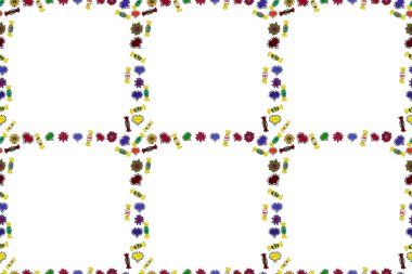 Kusursuz. Sınır tasarımı, karalama sanatının bir örneğidir. Dekorasyon modeli. Dekoratif vintage çerçeveler ve sınırlar. Beyaz, kırmızı ve sarı renkli bir resim. Raster illüstrasyonu.