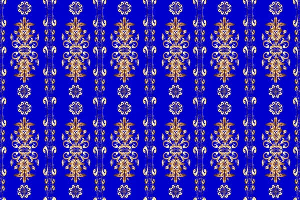 Arabeschi Stile Orientale Motivo Dorato Marrone Beige Blu Con Elementi — Foto Stock