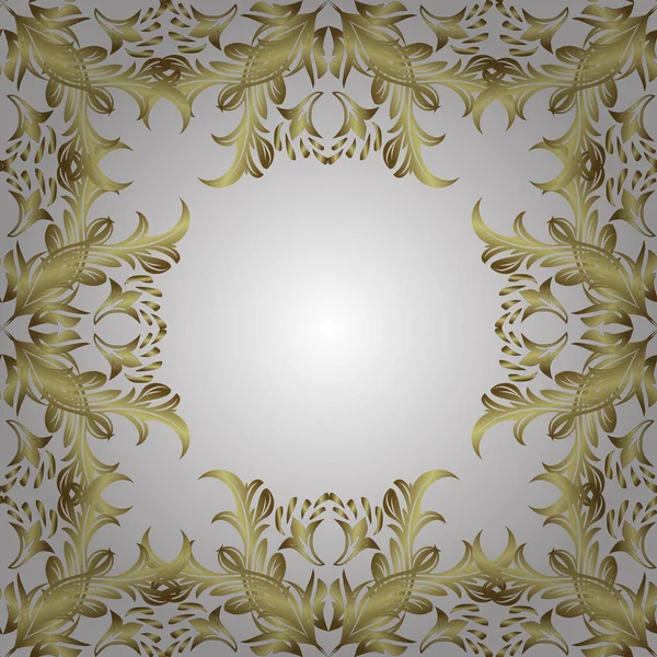 Традиційний Арабський Декор Білому Жовтому Кольорах Векторний Безшовний Візерунок Квітковим — стоковий вектор