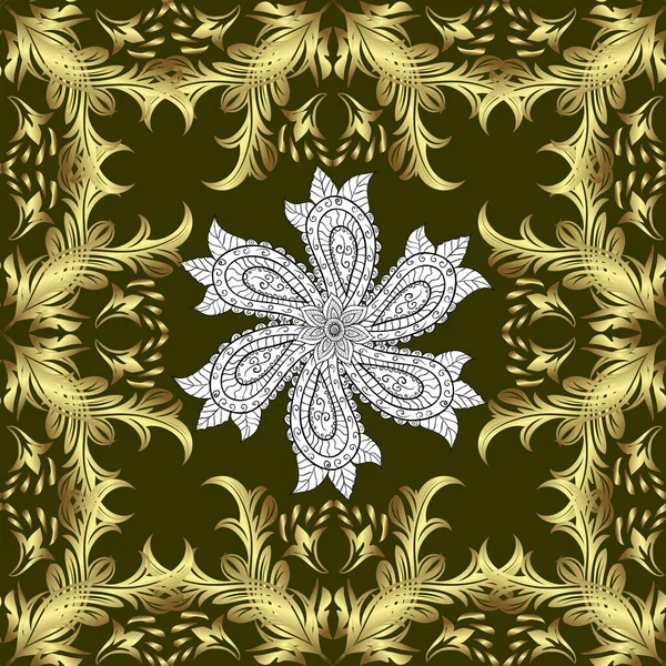 Illustration Vectorielle Vecteur Oriental Classique Jaune Brun Motif Neutre Doré — Image vectorielle