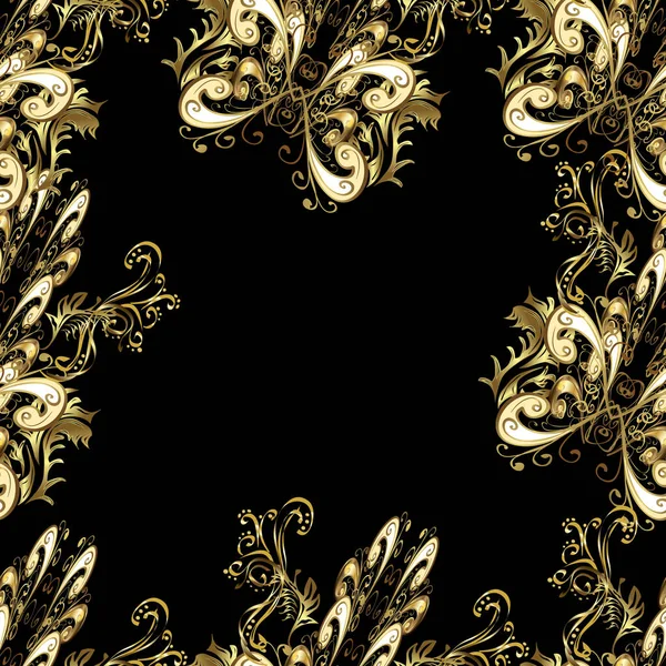 Meubles Style Classique Meubles Luxe Fond Jaune Noir Brun Avec — Image vectorielle