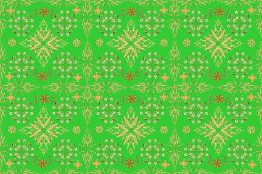Barok tarzında doğulu süsü. Tarafsız, sarı ve yeşil arka planda. Raster geleneksel klasik altın desen.