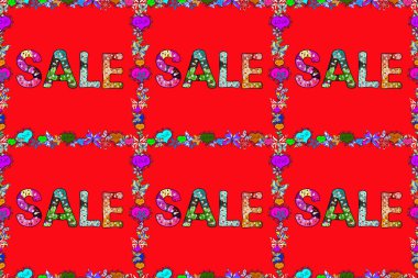 Mektup. En iyi satış afişi. İndirim için orijinal poster. Metinli parlak soyut arkaplan. Kusursuz. Mavi, siyah ve kırmızı renkli resimler. Raster..