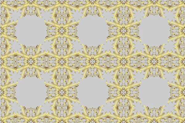 Seamless. Floral vintage seamless pattern. For design textiles, paper, wallpaper. Raster illustration. Oriental style. Elements in neutral, gray and yellow colors. Raster illustration. Art.