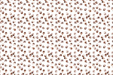 Tarafsız, beyaz ve kahverengi arka planda suluboya desenli kekler. Sweets arka plan tasarımı. Raster illüstrasyonu. Hamur işiyle el çizimi çizimi çizimi.