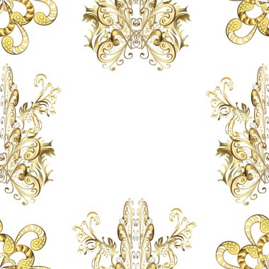 Bej, beyaz ve sarı renkli desenler. Vektör çizimi. Etnik doğu tarzında dekoratif desen. Tasarım, kına, Mehndi ve dövme için kusursuz vintage elementler.