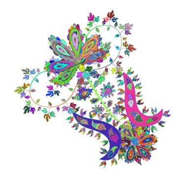 Eskiz Vintage Çiçek Deseni. Vektör Kalça dokusu deseni.